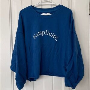 OAK + FORT Blue Graphic Sweatshirt